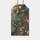 Botanische scène van papegaaien en ananassen cadeaulabel (Voorkant)