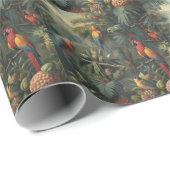 Botanische scène van papegaaien en ananassen cadeaupapier (Rol Hoek)