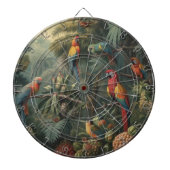 Botanische scène van papegaaien en ananassen dartbord (Voorkant)