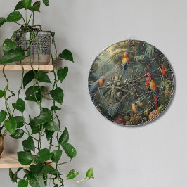 Botanische scène van papegaaien en ananassen dartbord