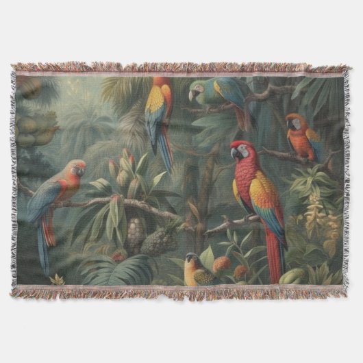 Botanische scène van papegaaien en ananassen deken (Voorkant)
