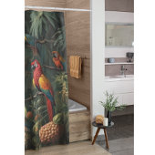 Botanische scène van papegaaien en ananassen douchegordijn