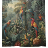 Botanische scène van papegaaien en ananassen douchegordijn (Voorkant)