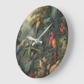 Botanische scène van papegaaien en ananassen grote klok (Hoek)