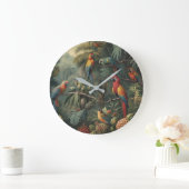 Botanische scène van papegaaien en ananassen grote klok (Huis)