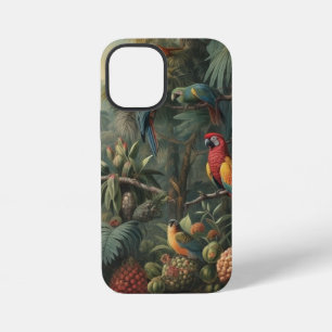 Botanische scène van papegaaien en ananassen iPhone 12 mini hoesje