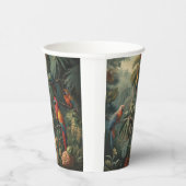 Botanische scène van papegaaien en ananassen papieren bekers (Rechts)