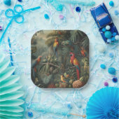 Botanische scène van papegaaien en ananassen papieren bordje (Feest)