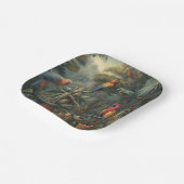 Botanische scène van papegaaien en ananassen papieren bordje (Gebogen)