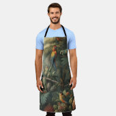 Botanische scène van papegaaien en ananassen schort (Gedragen)