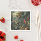 Botanische scène van papegaaien en ananassen servet (Insitu)