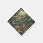 Botanische scène van papegaaien en ananassen servet (Hoek)