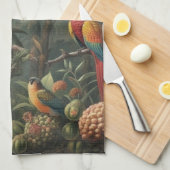 Botanische scène van papegaaien en ananassen theedoek (Quarter Fold)