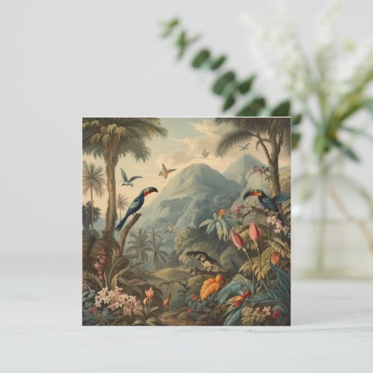  botanische scène van papegaaien en bloemen (Staand voorkant)