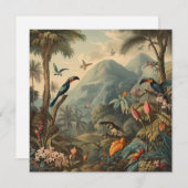  botanische scène van papegaaien en bloemen (Voorkant / Achterkant)