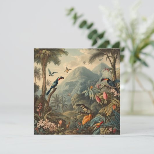  botanische scène van papegaaien en bloemen (Staand voorkant)