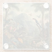  botanische scène van papegaaien en bloemen glazen onderzetter (Achterkant)