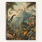  botanische scène van papegaaien en bloemen notitieboek (Voorkant)