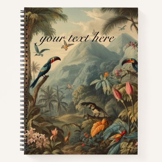  botanische scène van papegaaien en bloemen notitieboek (Voorkant)