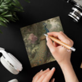 Botanische scène van pauw in een Engelse tuin Feestdagenkaart