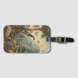  botanische scène van Toucans en Flowers Bagagelabel