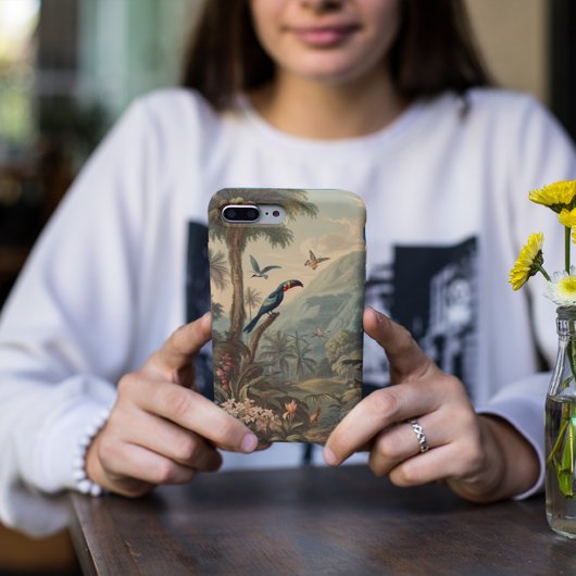  botanische scène van Toucans en Flowers Case-Mate iPhone Case