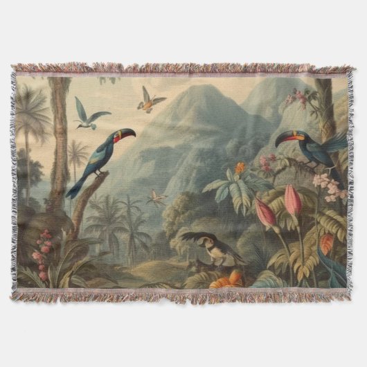  botanische scène van Toucans en Flowers Deken (Voorkant)