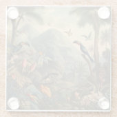  botanische scène van Toucans en Flowers Glazen Onderzetter (Achterkant)