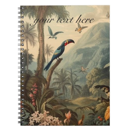  botanische scène van Toucans en Flowers Notitieboek (Voorkant)