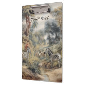 Botanische scène van zebra's en leeuwen aanpasbaar klembord (Links)