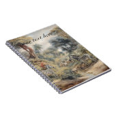 Botanische scène van zebra's en leeuwen aanpasbaar notitieboek (Rechterzijde)