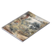 Botanische scène van zebra's en leeuwen aanpasbaar notitieboek (Linkerzijde)