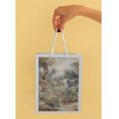 Botanische scène van zebra's en leeuwen in een oas klein cadeauzakje