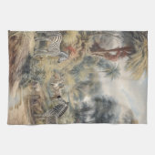 Botanische scène van zebra's en leeuwen in een oas theedoek (Horizontaal)