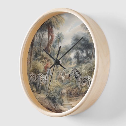 Botanische scène van zebra's in een oase (Hoek)