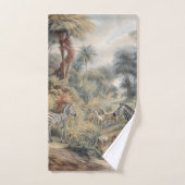 Botanische scène van zebra's in een oase bad handdoek (Handdoek)