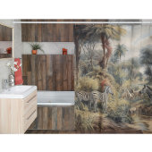 Botanische scène van zebra's in een oase douchegordijn