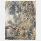 Botanische scène van zebra's in een oase fleece deken (Voorkant)