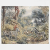 Botanische scène van zebra's in een oase fleece deken (Voorkant (Horizontaal))