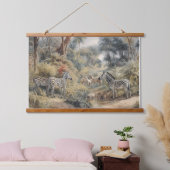 Botanische scène van zebra's in een oase hangend wandkleed (Slaapkamer)