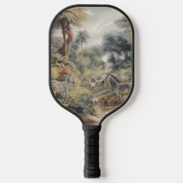 Botanische scène van zebra's in een oase pickleball paddle