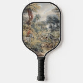 Botanische scène van zebra's in een oase pickleball paddle (Achterkant)