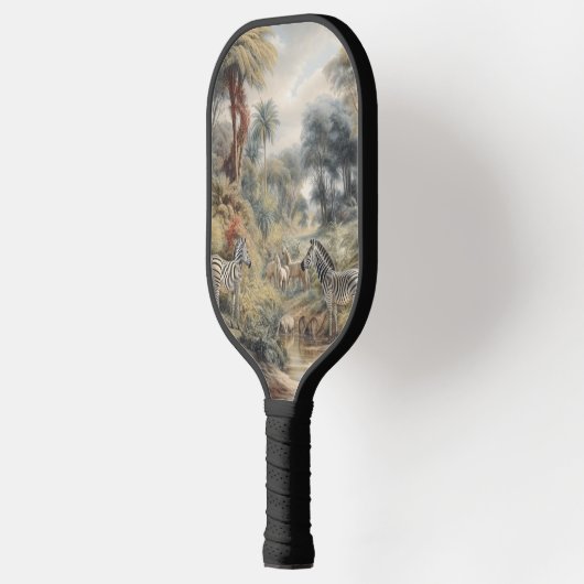 Botanische scène van zebra's in een oase pickleball paddle (Links)