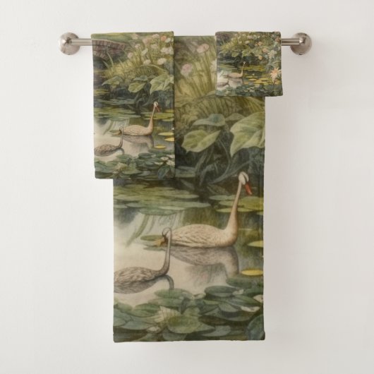 Botanische scène van zwanen in een Engelse tuin Bad Handdoek (Insitu)