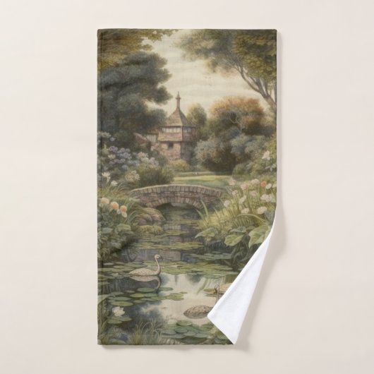 Botanische scène van zwanen in een Engelse tuin Bad Handdoek (Handdoek)