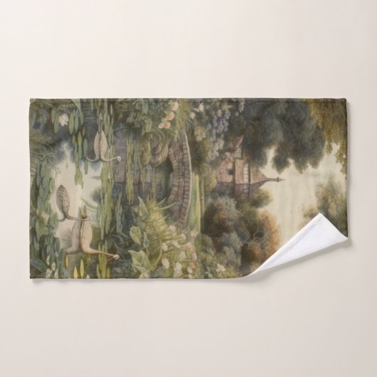 Botanische scène van zwanen in een Engelse tuin Bad Handdoek (Handdoek)