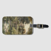 Botanische scène van zwanen in een Engelse tuin Bagagelabel (Voorkant (horizontaal))