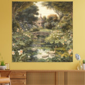 Botanische scène van zwanen in een Engelse tuin Canvas Afdruk (Insitu (Woonkamer))