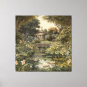 Botanische scène van zwanen in een Engelse tuin Canvas Afdruk (Voorkant)