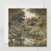 Botanische scène van zwanen in een Engelse tuin Feestdagenkaart (Voorkant)